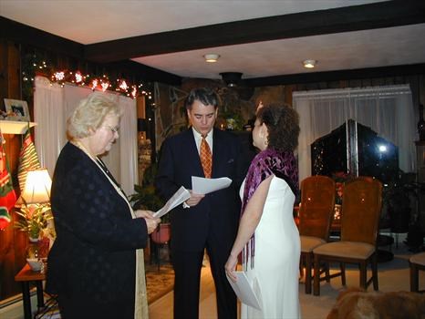 Sarah and Simon being married by Ann Louise, December 2003 (1)