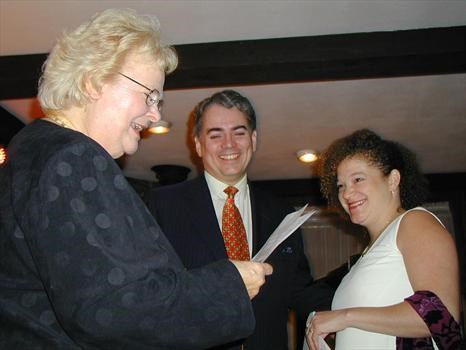 Sarah and Simon being married by Ann Louise, December 2003 (2)