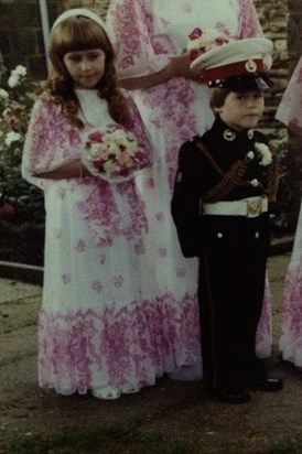 Sharon & Simon at Our Wedding as Bridesmaid & Pageboy. Adrian & Jeanette Harper 11/08/79