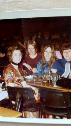 Second from right - a night out with best friend Sheila - taken in Caerphilly of all places, where mum would one day call home
