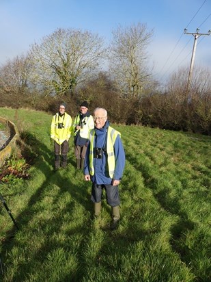 David on a monthly duck count at Barcombe reservoir in 2018 (something he'd done since 1966)