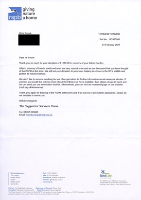 RSPB Letter