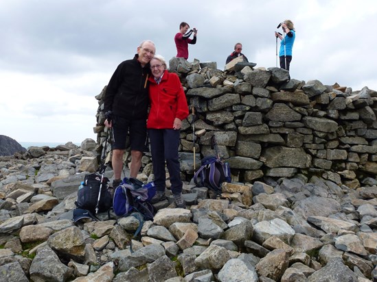 At the summit of Scafell Pike. England's highest mountain