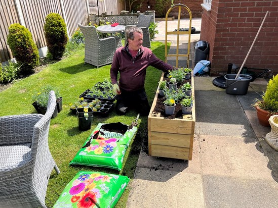 Freddie on a planting job his happy place 