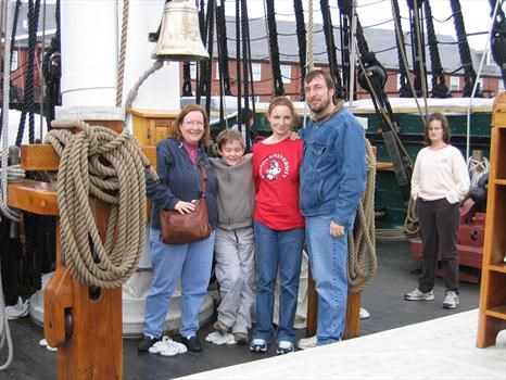 The family on "Old Ironsides" in Boston Harbor. (2005)