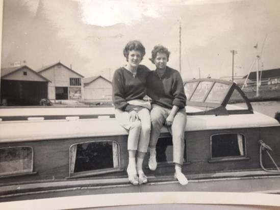 Joan & Rene  on Norfolk Broads, 1960