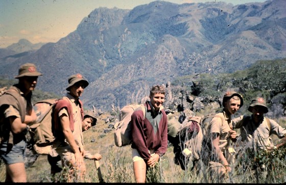 Hike across Chimanimani Mts to Gossamer Falls 1966 (Alex on the right)