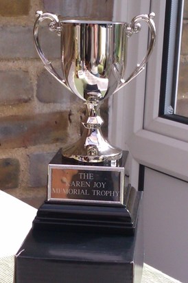 The cup awarded in Karen's memory at her athletics club