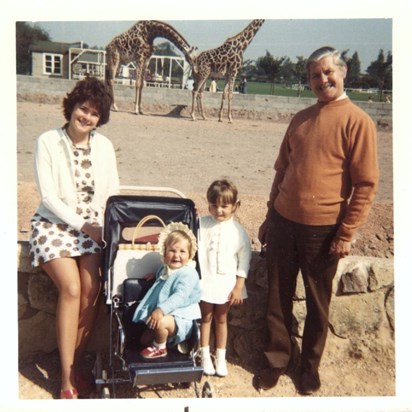 Barbara with Jane and Helen join Grandad at the zoo to celebrate his 60th birthday