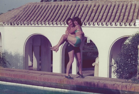 Gordon and Ruth larking by the pool - 1979