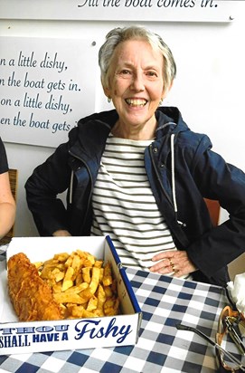 Fish and chips, one of her favourites!