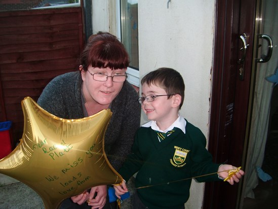 Sending a star with message on for Rachel with my son