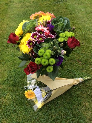 Flowers laid at Torbay Crematorium 13 Oct 2017 by Richard & Katrina.