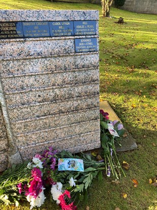 Carol’s memorial plaque at Torbay Crematorium, along with her in-laws, Pear and Ashlee and her parents Jack and Ethel.