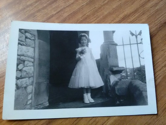 Carol as a bridesmaid at Uncle Arthur’s wedding to Pat - Jun 1957. 
