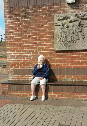 Enjoying a day at the seaside.