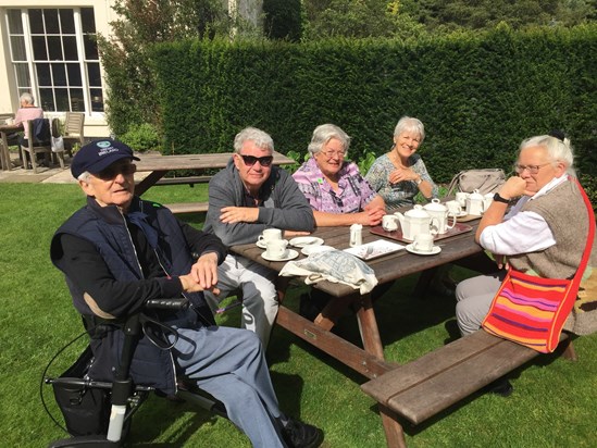 Harry with Pam, Jill, Wendy and Pat - visit to National Trust gardens July 2017