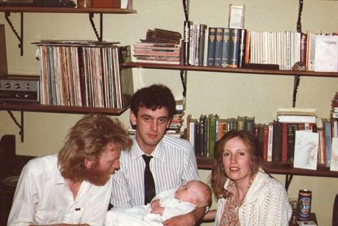 Lorcan, Tim and Romie with baby Megan 1984