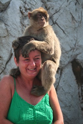 On our Med crusie we stopped in Gibralta and a monkey tried to steal her syrup!