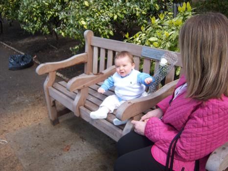 Henry's on Sar's Bench, St. George's Square on his Christening Day 2008