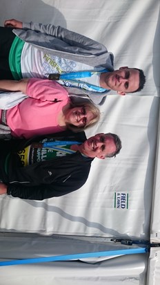 James and Mark with a very proud Kerry after the marathon