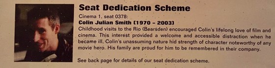 Glasgow Film Theatre seat plaque feature