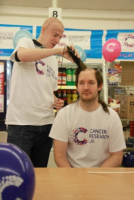 Sponsored head shave for Cancer Research UK