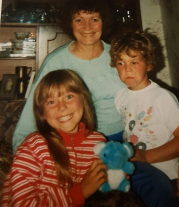 Mum with grandchildren Maggie and Paddy