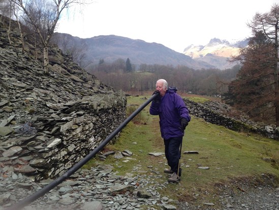 Grandpa in the lakes, making fun out of anything!