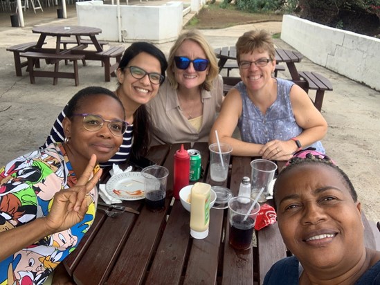 English Bay Ascension Island, Florence, Khushboo,, Jo, Nerys and Sabs