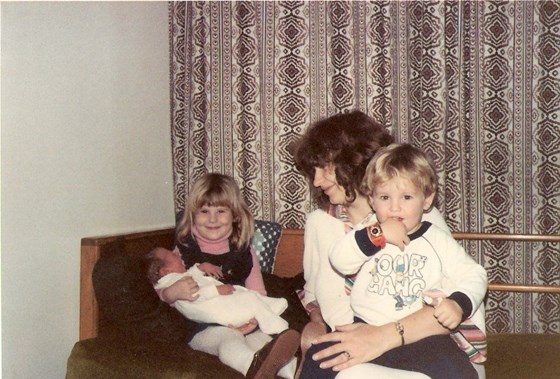 21st November 1982.  With sister, Lindsay and brother, Darren