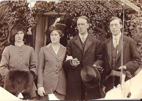 My Grandparents, Mom Mom and Dad when they got married in 1915,Auntie Olive Uncle Reg outside of pic