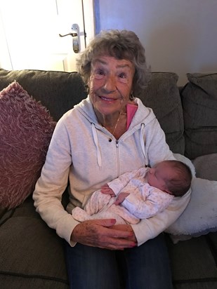 My Nanny meeting my daughter for the first time, her great granddaughter x