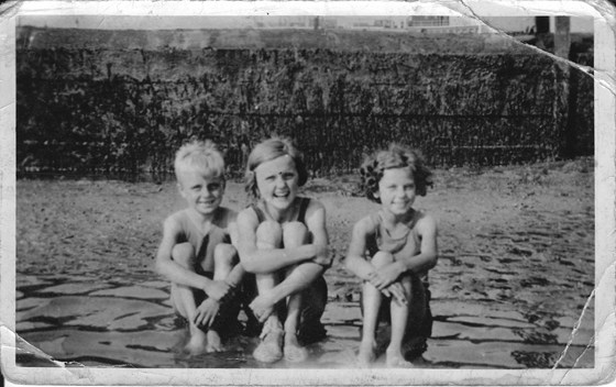 With brother John and Sister (or Squis!) Bid at Leigh-on-Sea as young beachcombers!