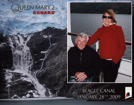 Mike and Sue at the Beagle Canal on their cruise to South America in January 2009