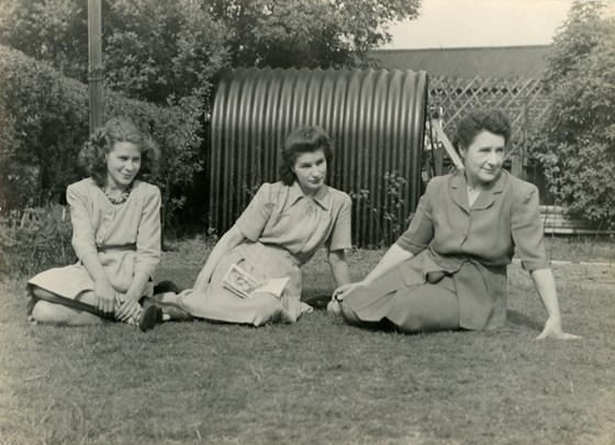 Sheila with big sister Esme and Mum Pauline Mason 1945