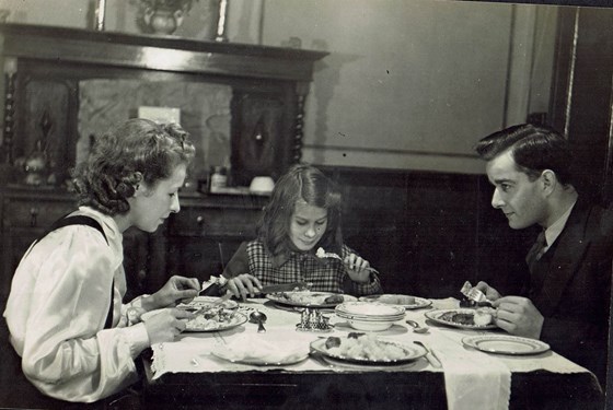Joan (sister), Sheila, Ron (Joan's husband) circa 1942