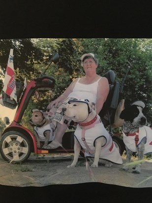 Sheila and her beloved dogs
