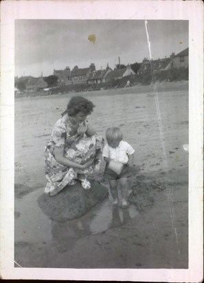 A little chap and his wonderful mum ♥️ Portmahomack 1960