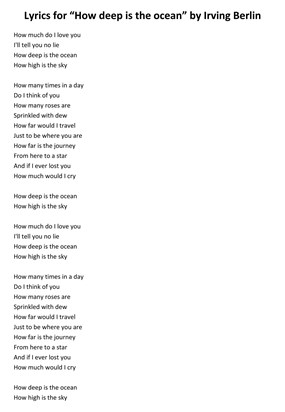 Lyrics for “How deep is the ocean” by Irving Berlin