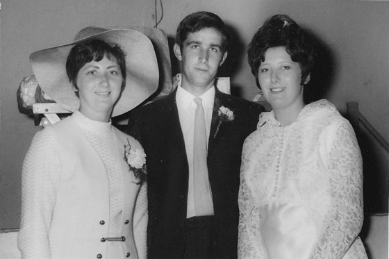 Sheila with her sister Doreen and brother-in-law Phillip at their wedding.