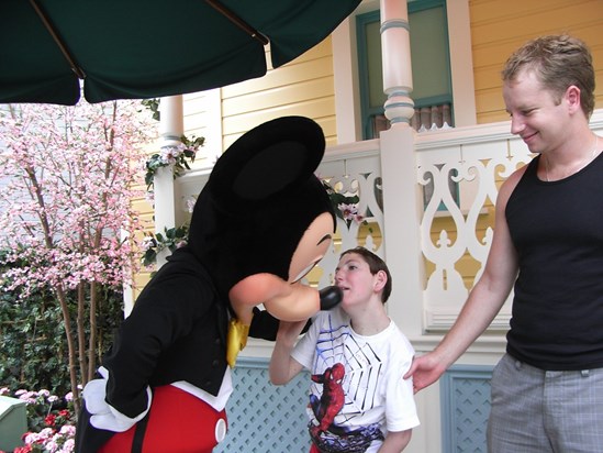 Disney 2008  Mickey meets Mickey hes overwhelmed but so happy.