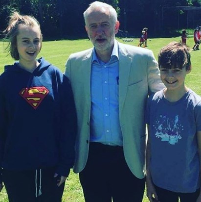 Eloise with Francis and Jeremy Corbyn