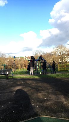 Group leave on a sunny day out at the park