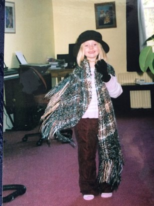 One of my favourite pictures of Eloise, wearing my hat and a shawl . Christmas 2006