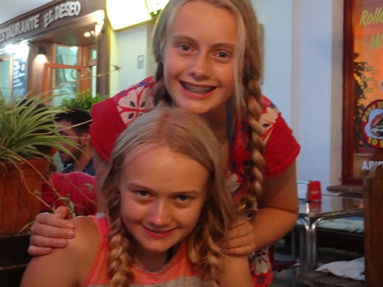 In Spain, Eloise with her 'little, big sister Kirkenstein'