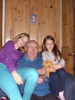 Eloise, Francis & Grandad with Goldie - Christmas 2012