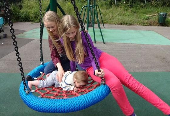 Swinging with Chloe (you are never to young for a swing)
