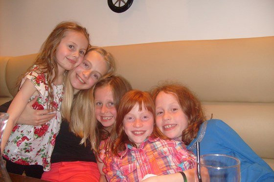 June 2012 - Eloise as big sister, with Francie and friends