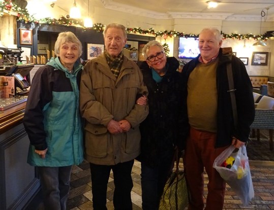 Goring by Sea Dec 19. with Lesley & Bill & apples pie!   Caroline & Ken.